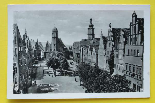 AK Weiden in der Oberpfalz / 1930er Jahre / Unterer Markt / Straßenansicht Rathaus